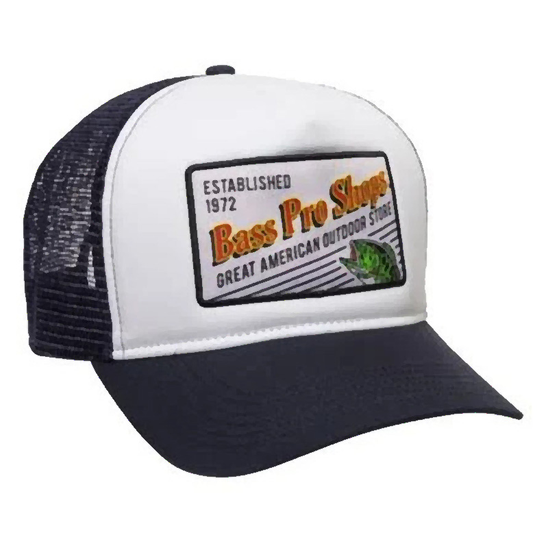 GORRA BASS PRO BLANCA/AZUL CON MALLA LOGO BORDADO