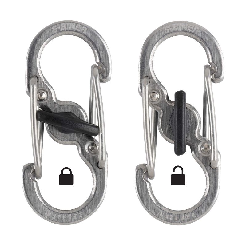 S-BINER MICROLOCK STAINLESS STEEL -2PACK BLACK-MOQ:6 LSBM-01-2R3